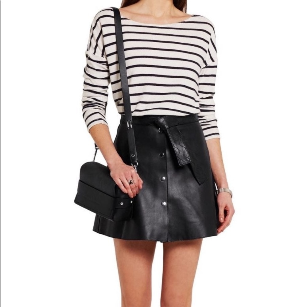 Maje Leather A-line High-Waist Mini Skirt NWT - Picture 1 of 10
